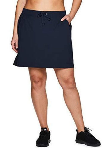 RBX Active Women's Plus Size Woven Drawstring Skort w/Inner Bike Short Navy 2X