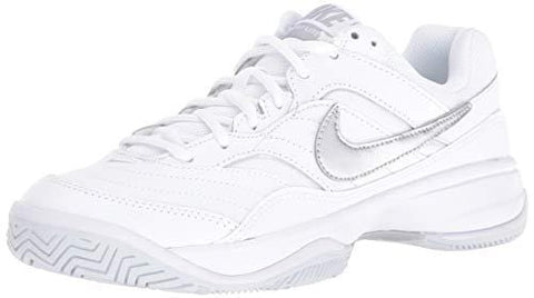 Nike Women's Court Lite Tennis Shoe, White/Metallic Silver/Medium Grey, 9 Regular US