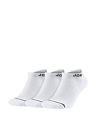 Nike Mens 3-Pack Jordan Jumpman No-Show Socks White/Black SX5546-100 Size Medium