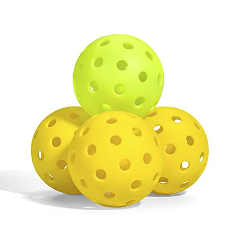 Pickleball Balls 4 Pack, Premium Outdoor Pickleball Balls for Recreational Play Family Entertaining Play Pickleball Set, Yellow+Green