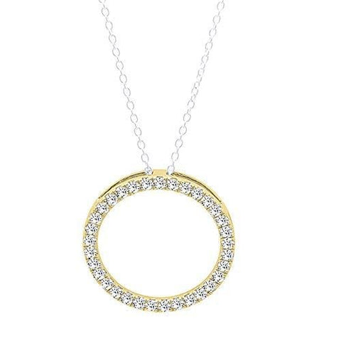 Dazzlingrock Collection 0.10 Carat (ctw) 14K Round White Diamond Circle Pendant 1/10 CT (Silver Chain Included), Yellow Gold