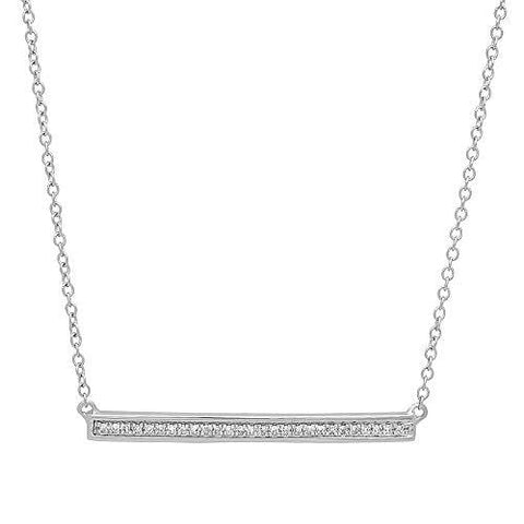 Dazzlingrock Collection 0.12 Carat (ctw) 14K White Diamond Bar Shape Fashion Pendant with 18 Inch Silver Chain, White Gold