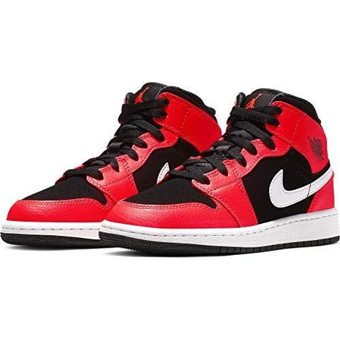 Jordan Boy's Air Jordan 1 Mid (GS) Basketball Shoe, Black/Infrared 23/White, 5.5 M US Big Kid