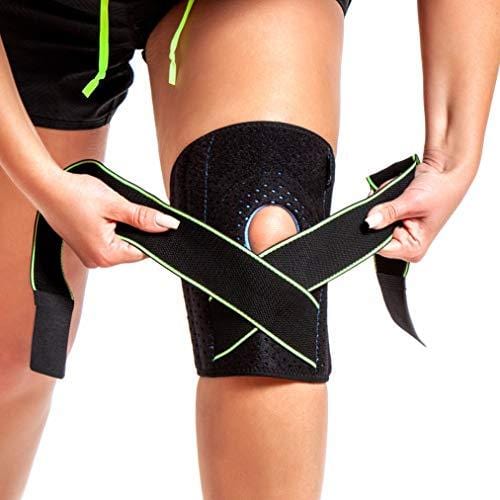 (2 Pack) 1 Pair Elastic Knee Brace Compression Bandage Straps Wraps Support for Legs Pain Relief Knee Pad Sleeve for Women Men Running Basketball