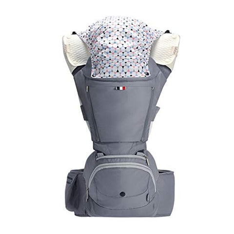 Bebamour Baby Carrier with Hip Seat 6 in 1 Ergonomic Baby Carrier Backpack (Grey)