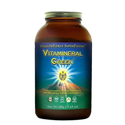 HealthForce SuperFoods Vitamineral Green Powder - 500 Grams - All Natural Green Superfood Complex with Vitamins, Minerals, Amino Acids & Protein - Vegan, Gluten Free - 50 Servings