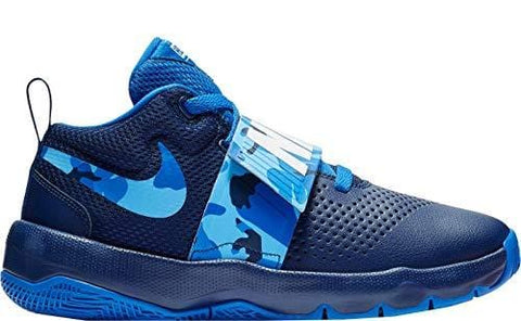 Nike Kids' Grade School Team Hustle D 8 Camo Basketball Shoes (3.5, Blue/Light Blue)