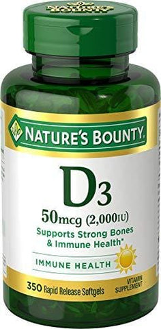 Nature's Bounty Vitamin D3 Pills and Supplement, Supports Bone Health and Immune System, 2000iu, 350 Softgels