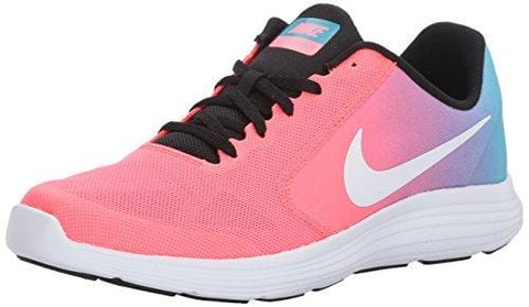 NIKE Girls' Revolution 3 Running Shoe (GS), Chlorine Blue/White/Racer Pink/Black, 7 M US Big Kid