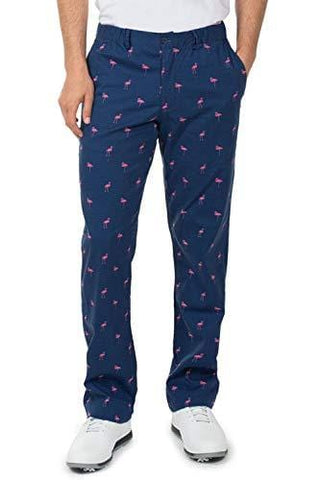 Tipsy Elves Men's Fairway Flamingo Loud Golf Pants - Crazy Golf Pants: Large