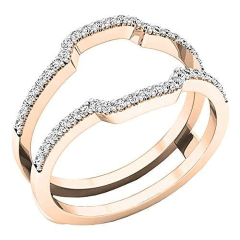 Dazzlingrock Collection 0.25 Carat (ctw) 10K White Diamond Wedding Band Enhancer Guard Ring 1/4 CT, Rose Gold, Size 6