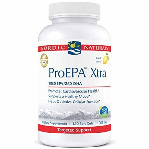 Nordic Naturals ProEPA Xtra- Fish Oil, 1060 mg EPA, 260 mg DHA, Targeted Support for Cardiovascular Health, a Healthy Mood, and Optimal Cellular Function, Lemon Flavored, 120 Soft Gels