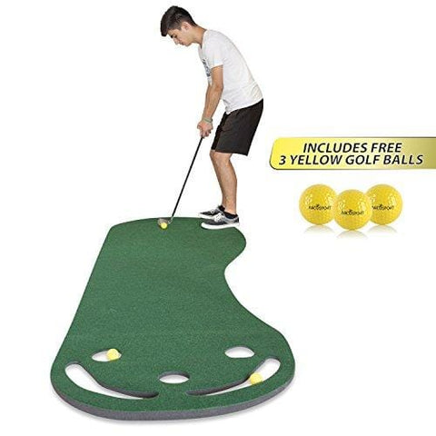 Golf Putting Green Grassroots Mat - 9ft by 3ft – Includes Free 3 Yellow Golf Balls - Ideal for Outdoor & Indoor – for Practicing, Training – Thicker and Wider Surface – For All Ages! [product _type] Abco Tech - Ultra Pickleball - The Pickleball Paddle MegaStore