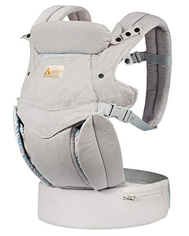 KONPAYDE Baby Carrier with Windproof Cap, Bite Towel, flip 4-in-1 Convertible Carrier, Soft & Breathable Cotton, Babies and Toddlers, Grey