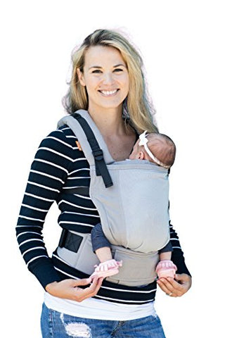 Baby Tula Free-to-Grow Coast Mesh Baby Carrier 7-45 lb, Adjustable Newborn to Toddler Carrier, Ergonomic Inward Front and Back Carry, Lightweight - Coast Overcast, Light Gray with Light Gray Mesh