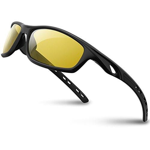 RIVBOS Polarized Sports Sunglasses Driving Sun Glasses Shades for Men Women  Tr 90 Unbreakable Frame for Cycling Baseball Running Rb833 833-black Night