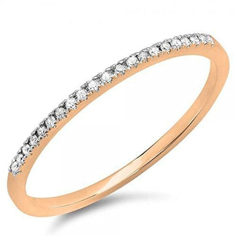 Dazzlingrock Collection 0.08 Carat (ctw) 10K Round White Diamond Ladies Anniversary Wedding Band, Rose Gold, Size 7