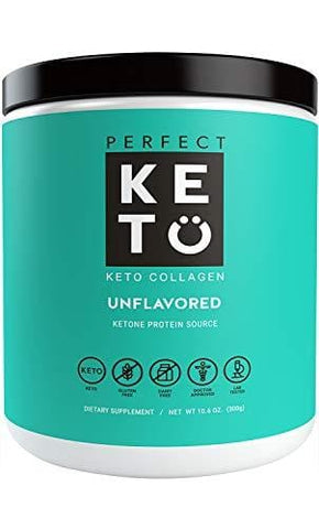 Perfect Keto Protein Powder Unflavored: Grassfed Collagen Peptides Low Carb Keto Drink Supplement With MCT Oil Powder - Best as Keto Drink Creamer or added to Ketogenic Diet Snacks Paleo & Gluten Free