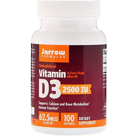 Jarrow Formulas, Vitamin D3, 62.5 mcg (2,500 IU), 100 Softgels