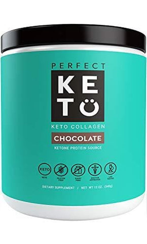 Perfect Keto Chocolate Protein Powder: Collagen Peptides Grassfed Low Carb Keto Drink Supplement with MCT Oil Powder. Best as Keto Drink Creamer or Added to Ketogenic Diet Snacks. Paleo & Gluten Free