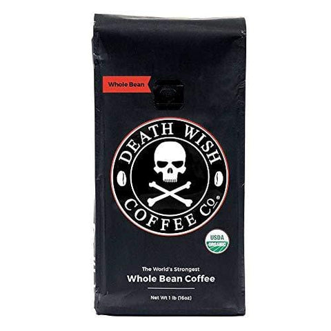 Death Wish Organic USDA Certified Whole Bean Coffee, 16 Ounce Bag