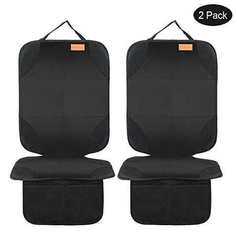 Smart Elf Car Seat Protector, 2Pack Seat Protector Protect Child Seats with Thickest Padding and Non Slip Backing Mesh Pockets for Baby and Pet