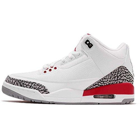 Jordan Men's Air 3 Retro, White/FIRE RED-Cement Grey, 9 M US