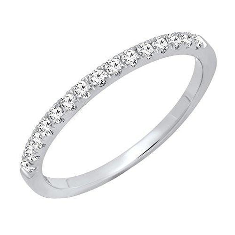 Dazzlingrock Collection 0.25 Carat (ctw) 14K Round White Diamond Ladies Stackable Wedding Band 1/4 CT, White Gold, Size 5.5