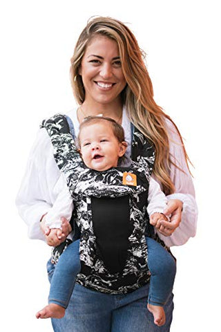 Baby Tula Coast Explore Mesh Baby Carrier 7 – 45 lb, Adjustable Newborn to Toddler Carrier, Multiple Ergonomic Positions Front and Back, Breathable – Coast Marble, Black/White Marble with Black Mesh