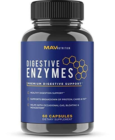 Digestive Enzymes + Probiotics Supplement Designed to Decrease Bloating and Flatulence with Protease Enzyme, Bromelain, and Papain; Digestion Aid with Three Powerful Strains of Bacteria; NON-GMO