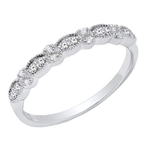 Dazzlingrock Collection 0.15 Carat (ctw) Sterling Silver Round White Diamond Ladies Anniversary Wedding Band, Size 8