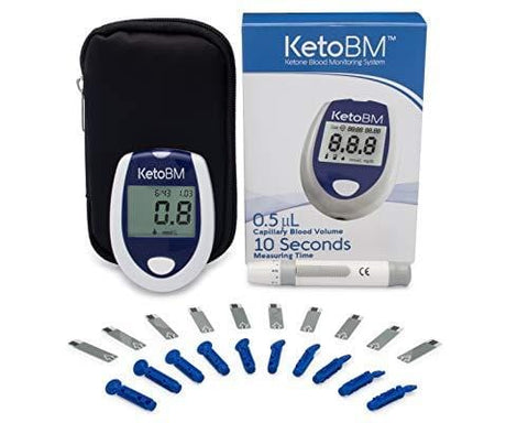 KetoBM Ketone Blood Meter Kit - Complete Monitoring System for Ketogenic Diet and Ketosis Testing (Vial Strips)