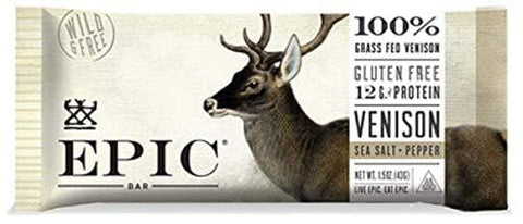 Epic (Sample) All Natural Meat Bar, 100% Grass Fed, Venison, Sea Salt & Pepper, 1.5 ounce bar