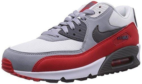 Nike Air Max 90 Essential, Men's Low-Top Trainers, Multicolor (Wolf Grey/Dark Grey/Challenge Red), 9.5 UK (44 1/2 EU)