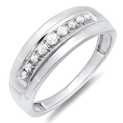 Dazzlingrock Collection 0.23 Carat (ctw) Sterling Silver Round Real Diamond Men's Wedding Anniversary Band Ring 1/4 CT, Size 9