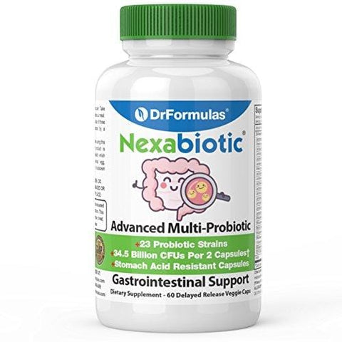 DrFormulas' Best Probiotics for Women & Men | Nexabiotic Multi Probiotic with Saccharomyces Boulardii, Lactobacillus Acidophilus, B. infantis, Prebiotic 60 Capsules (Not Pearls)