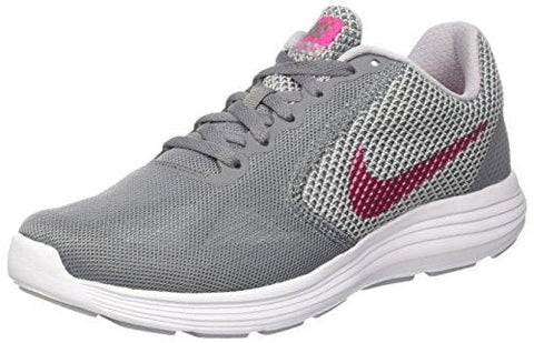 NIKE Ladies Revolution 3 Running Shoes - Cool Grey/Deadly Pink-Wolf Grey-White, 8.5 M US