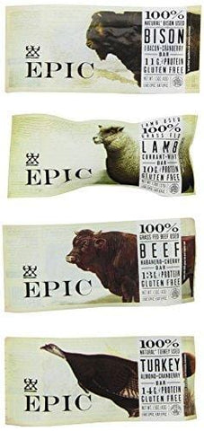 Epic Bar Sampler Pack- Bison, Turkey, Beef & Lamb (1 Bar of Each)