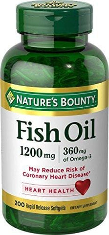 Nature's Bounty Fish Oil 1200 mg Omega-3, 200 Rapid Release Softgels