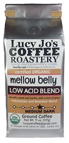 Lucy Jo's Coffee, Organic Mellow Belly Low Acid Blend, Ground, 11 oz