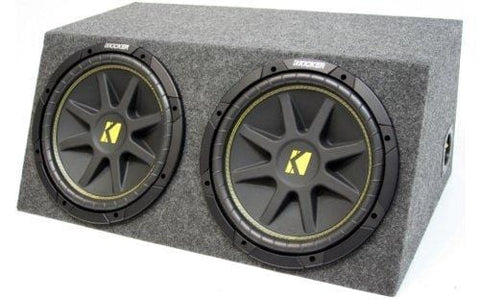 ASC Package Dual 12" Kicker Sub Box Sealed Hatch Subwoofer Enclosure C12 Comp 600 Watts Peak