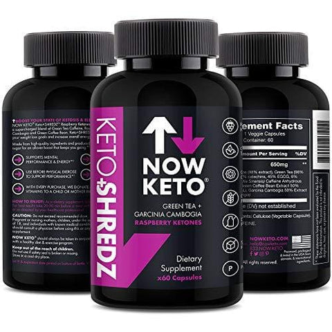 Keto+SHREDZ Raspberry Ketones Supplement Capsules | Best Ketosis Supplement to Facilitate Fat Burn, Boost Energy, and Stimulate Your Mind | Contains Garcinia Cambogia, Green Tea, Caffeine, and Green