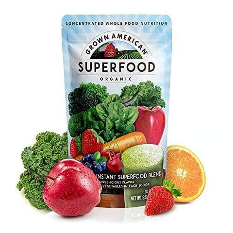 Grown American Superfood | 31 Organic Whole Fruits and Vegetables Condensed into a Single Delicious Drink | Concentrated Green Powder Made to Increase Energy and Performance Packed with Antioxidants