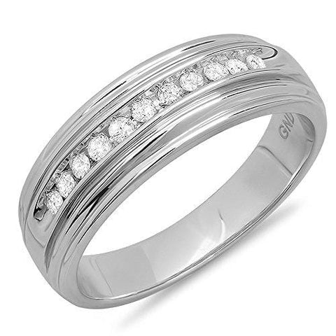 Dazzlingrock Collection 0.25 Carat (ctw) Round Diamond Men's Anniversary Wedding Band 1/4 CT, Sterling Silver