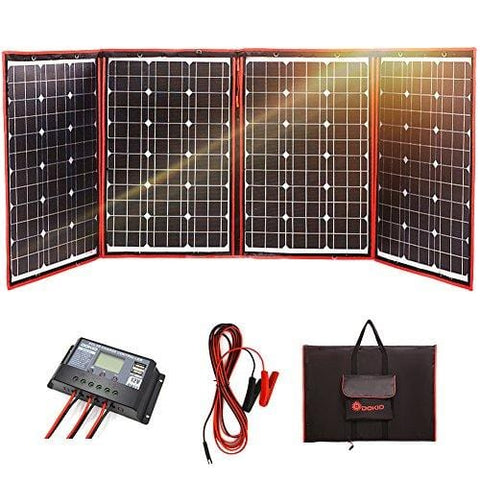 DOKIO Foldable Solar Panel 200 Watts 12 Volts Monocrystalline with Inverter Charge Controller