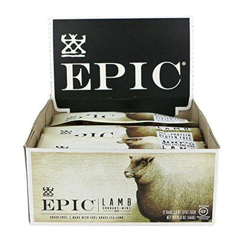 Epic All Natural Meat Bar, 100% Natural, Lamb, Currant & Mint, 1.3 oz. (12 Count)