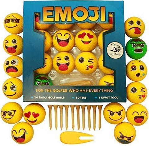 Emoji Golf Balls Deluxe Gift - Golf Gifts for Men & Women - Gag Gift for The Golf Fan who has Everything Deluxe (14 Golf Balls, Fun)