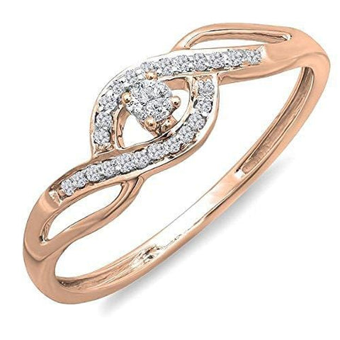 Dazzlingrock Collection 0.15 Carat (ctw) 10k Round Cut Diamond Ladies Engagement Bridal Promise Ring, Rose Gold, Size 8.5