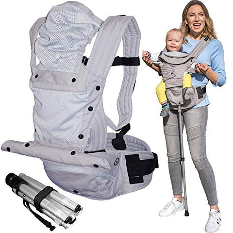 Mamapod All Position 360 Baby Carrier with Support Pole, Adjustable Newborn to Toddler Carrier, Toddler to Infant Baby Carrier with Hip Seat, Comfortable Baby Carrier Backpack