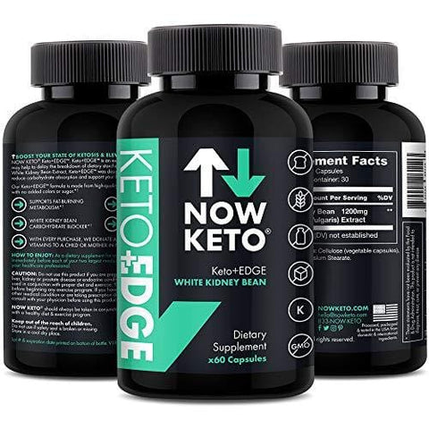 NOW KETO® Keto+Edge White Kidney Bean Supplement Capsules | Best Ketosis Supplement to Block Carbohydrate Absorption | Delays in The Breakdown of Dietary Starches | 60 Capsules